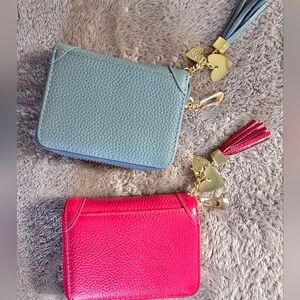 Blue and Pink Wallet Set with Heart Charms